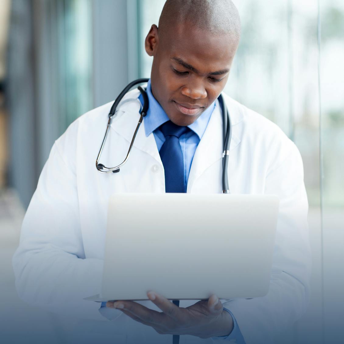 a doctor looking at NODE site