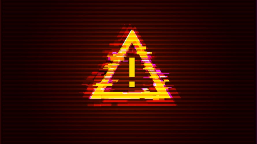A blurry DANGER sign