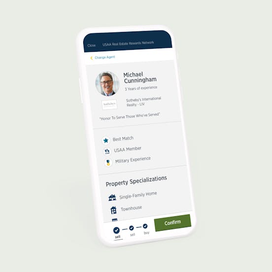 a cellphone with a USAA mobile screen