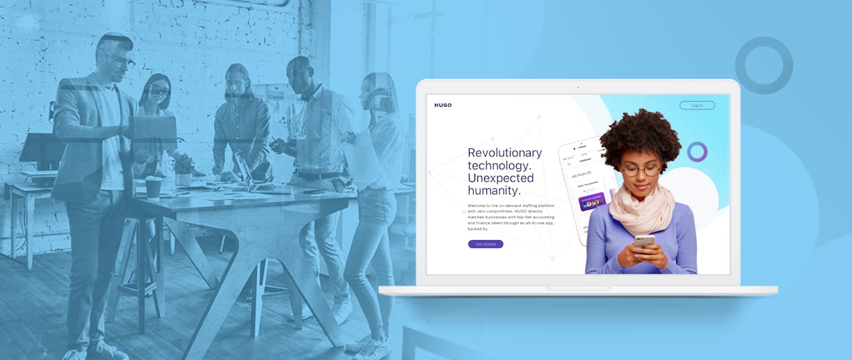 Laptop with the Hugo website on the screen