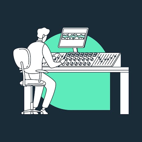 Personalization illustration showing a person engineering a sound board.