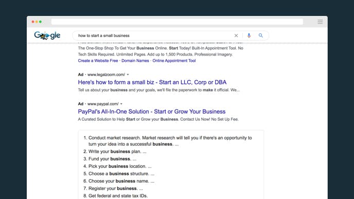 How to start a small business search in Google