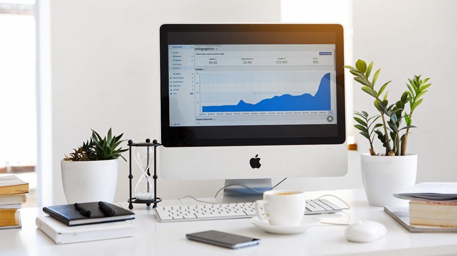 Analytics view on a desktop computer