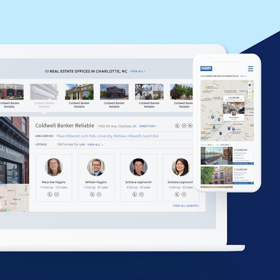 Coldwell Banker app on a computer and a phone