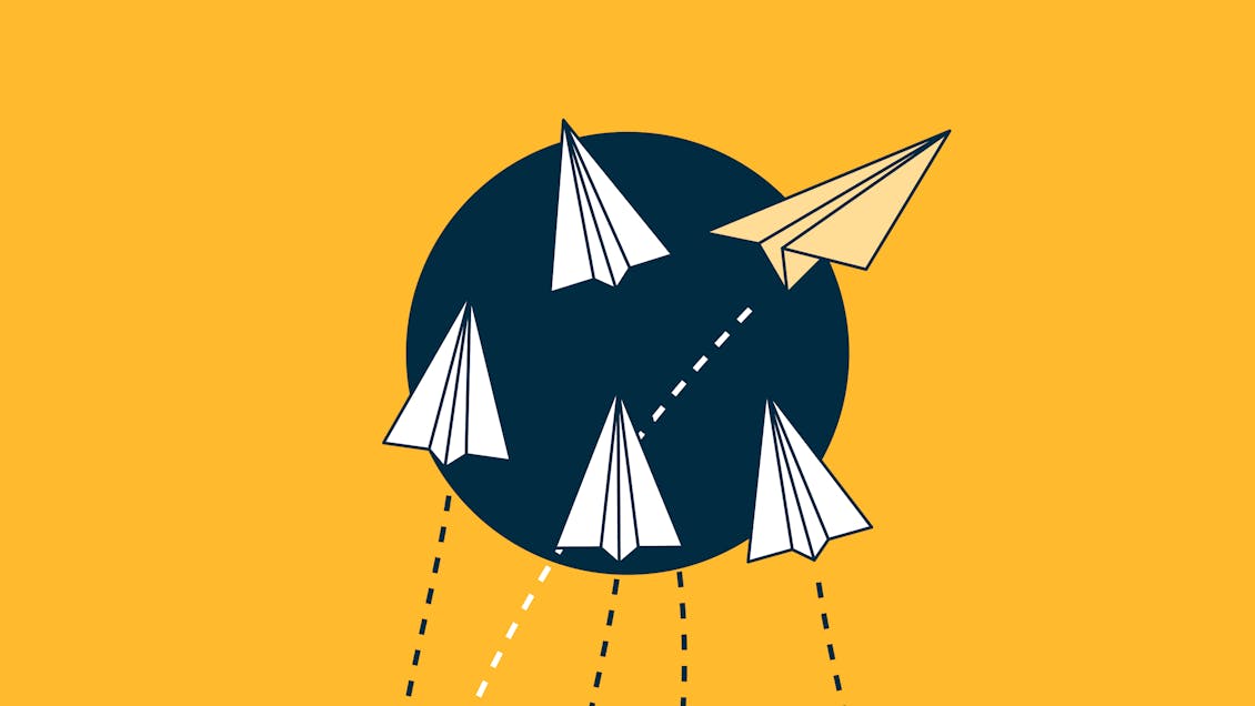 Illustration of paper planes representing a personalized content strategy