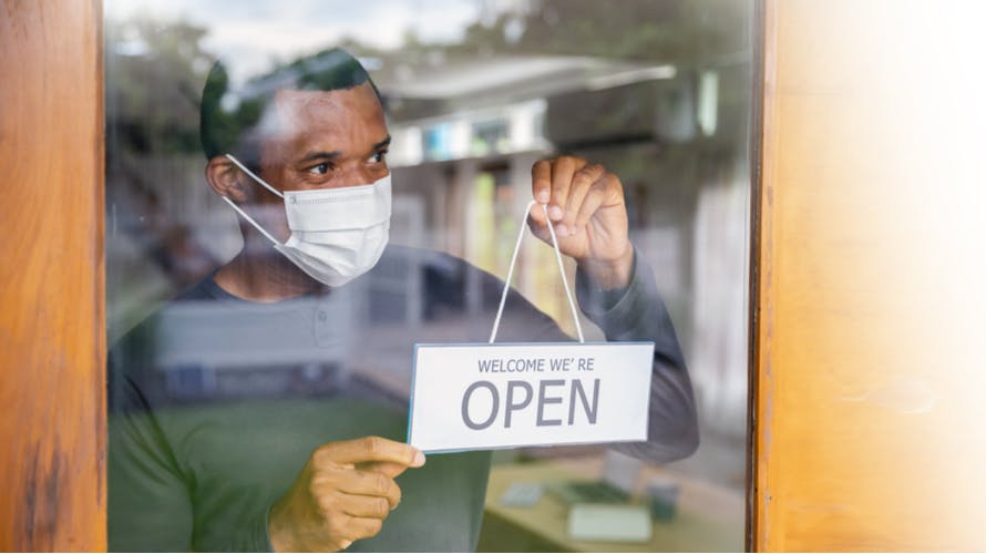 Man opening coffee shop after quarantine