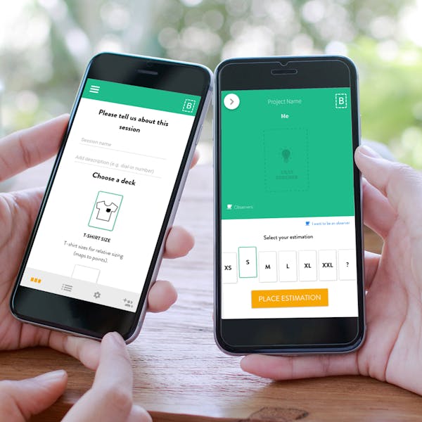 two cellphones with the breadbox app on their screens