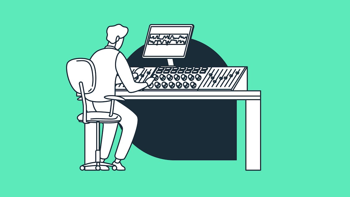 Personalization illustration showing a person engineering a sound board.
