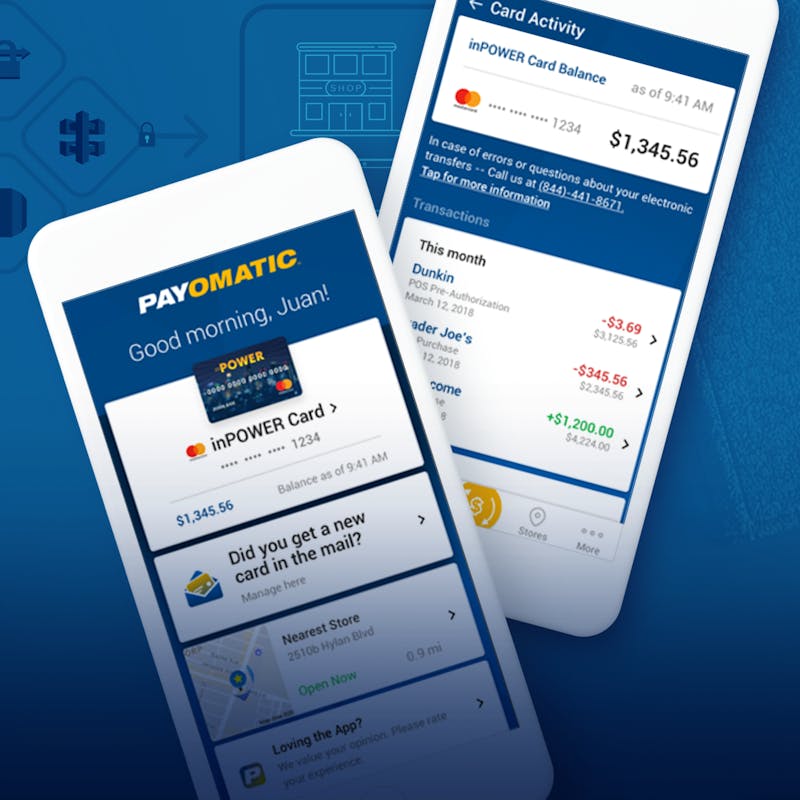 Payomatic site screen over a phone 