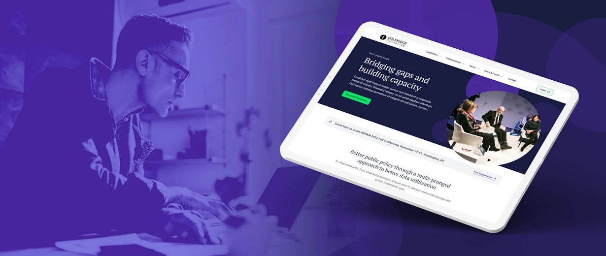 tablet with Coleridge Initiative homepage