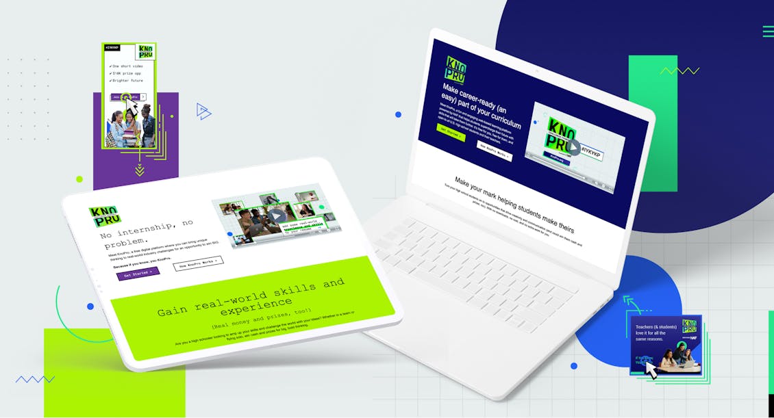 Collage of KnoPro images on devices.