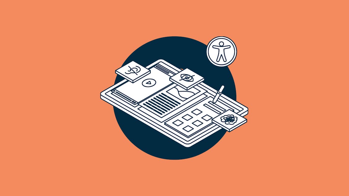 Illustration of various digital interfaces with an accessibility symbol
