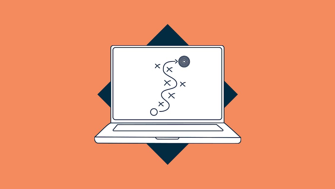 Illustration of a game plan on a laptop screen
