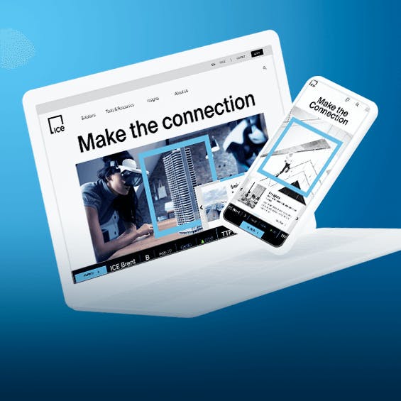 ICE website on a laptop and phone screen