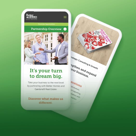 Better Homes and Gardens site on phone screens