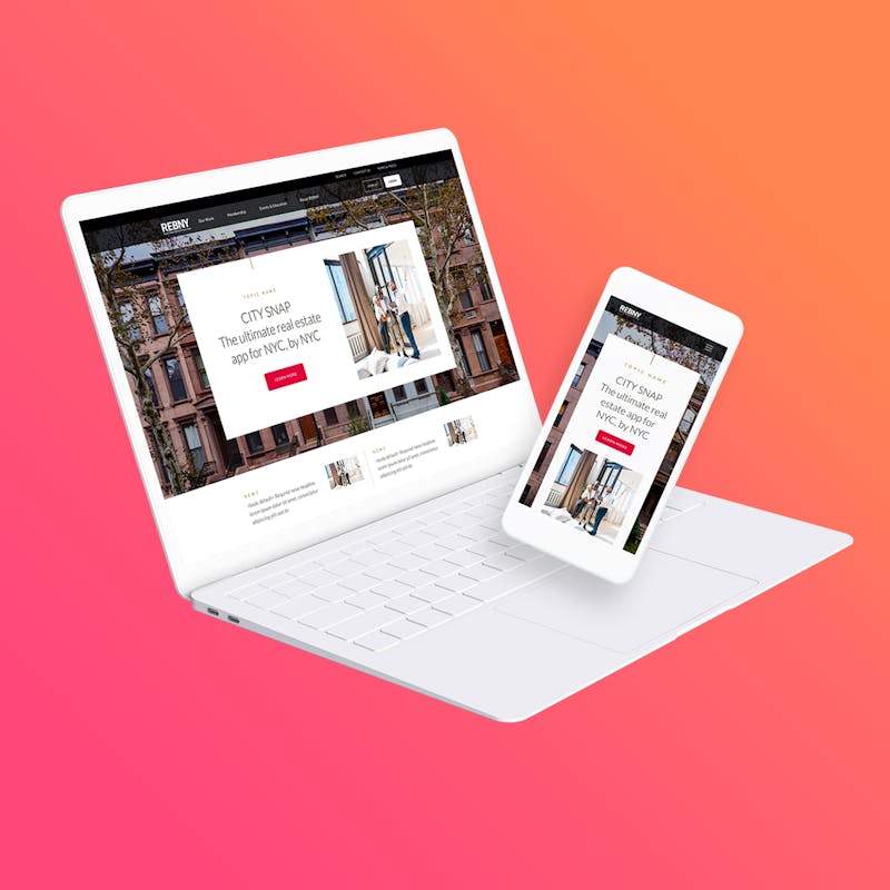 REBNY website on laptop and phone