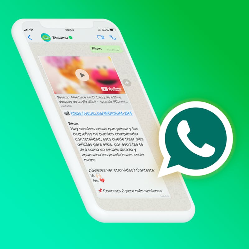 phone with the Sesame Workshop Whatsapp experience