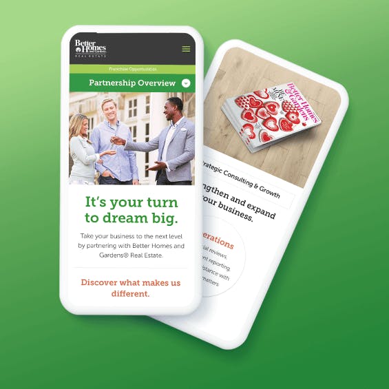 Better Homes and Gardens site on phone screens