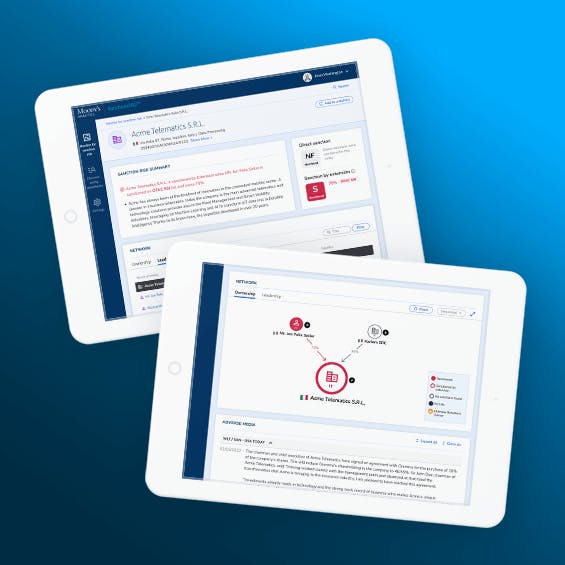 Moody's interface on tablet screens