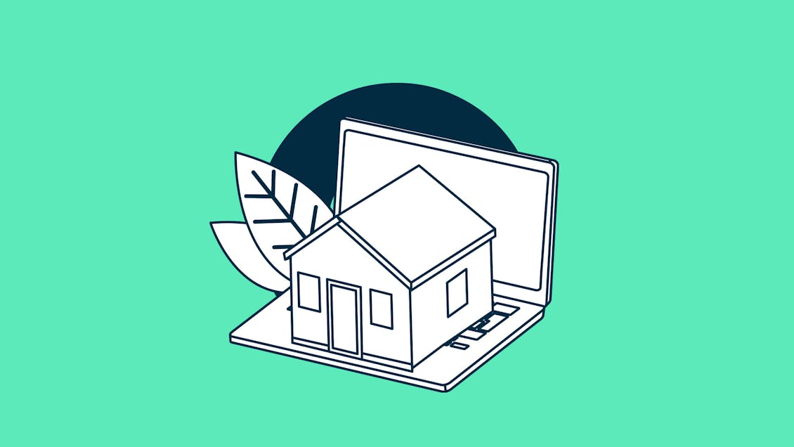 Illustration of a house on a laptop