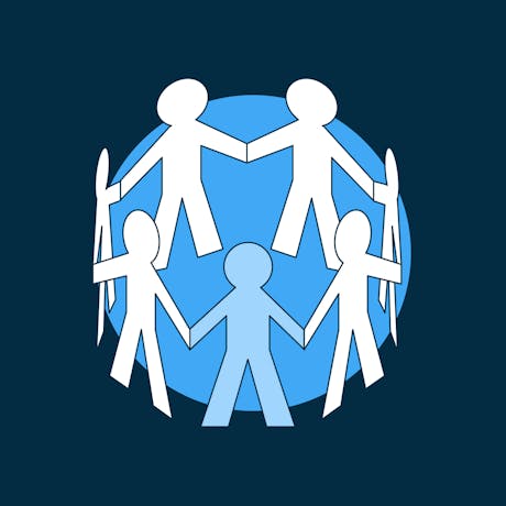 Illustration of people holding hands in a circle