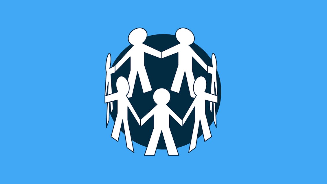 Illustration of people holding hands in a circle