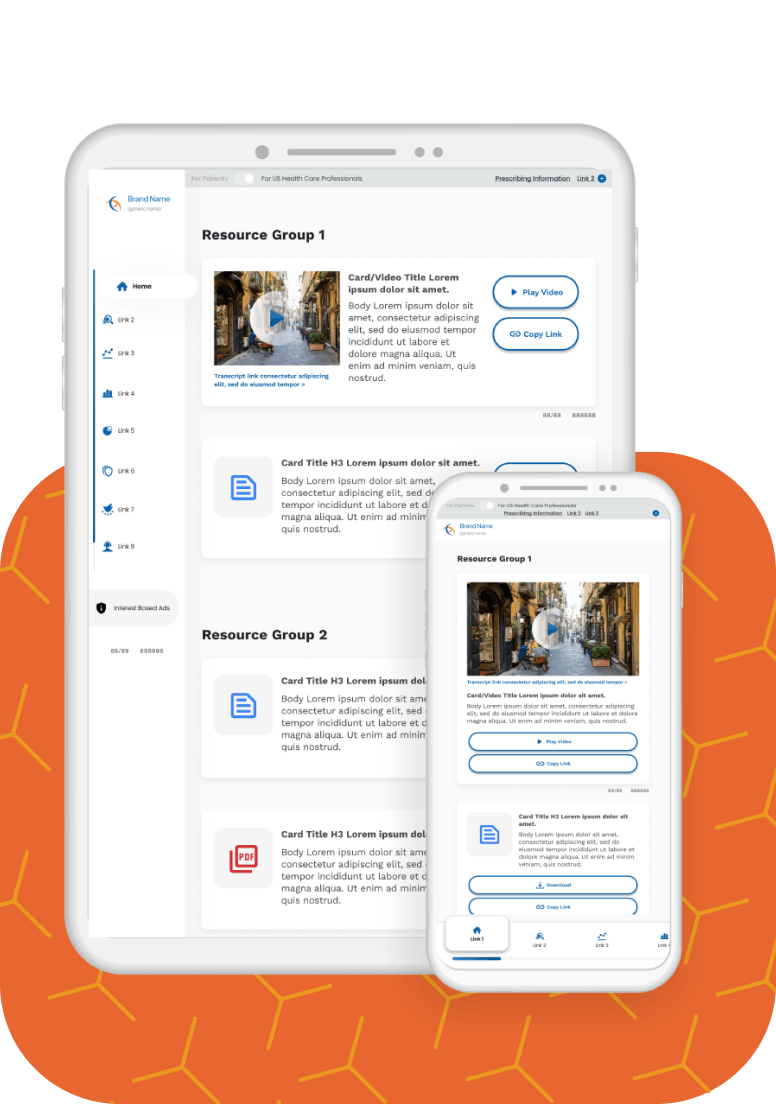Example of Novartis website on iPhone and iPad screens