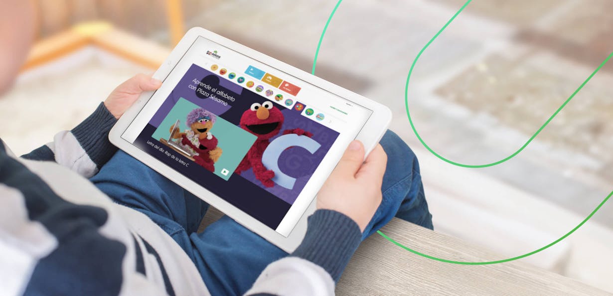 Tablet displaying Sesame Street content