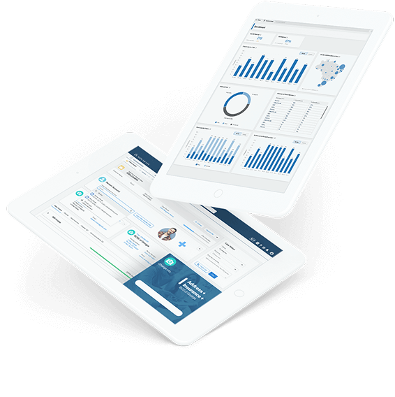 Dashboard interfaces on 2 tablets