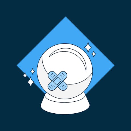 Crystal ball with a bandage