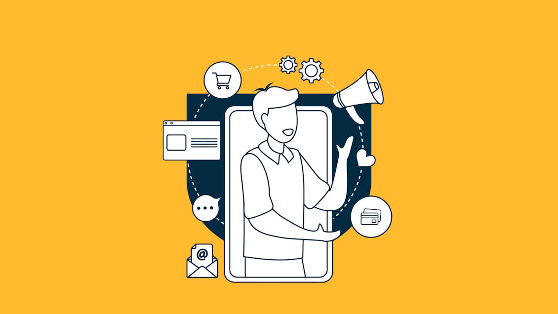 A man juggling omnichannel marketing icons