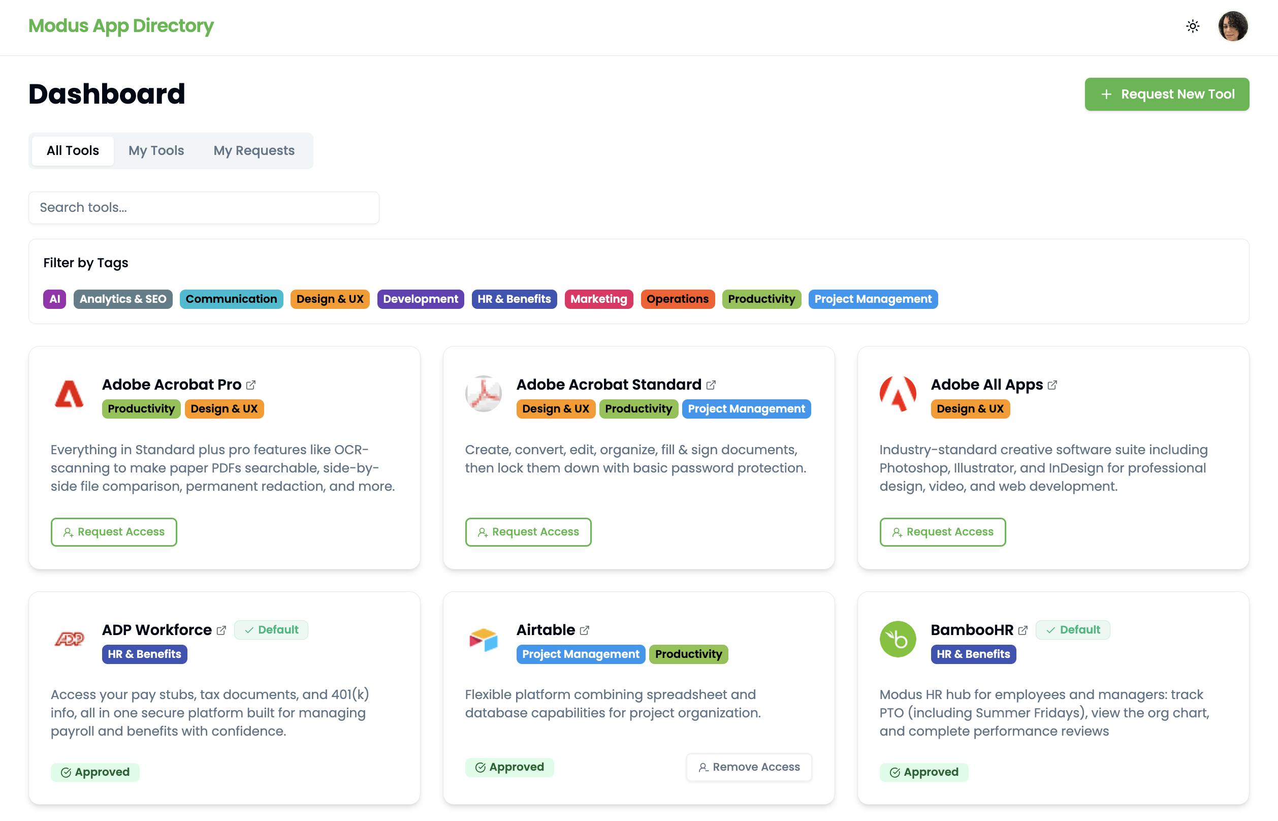 Screenshot of App Directory showing SaaS tools