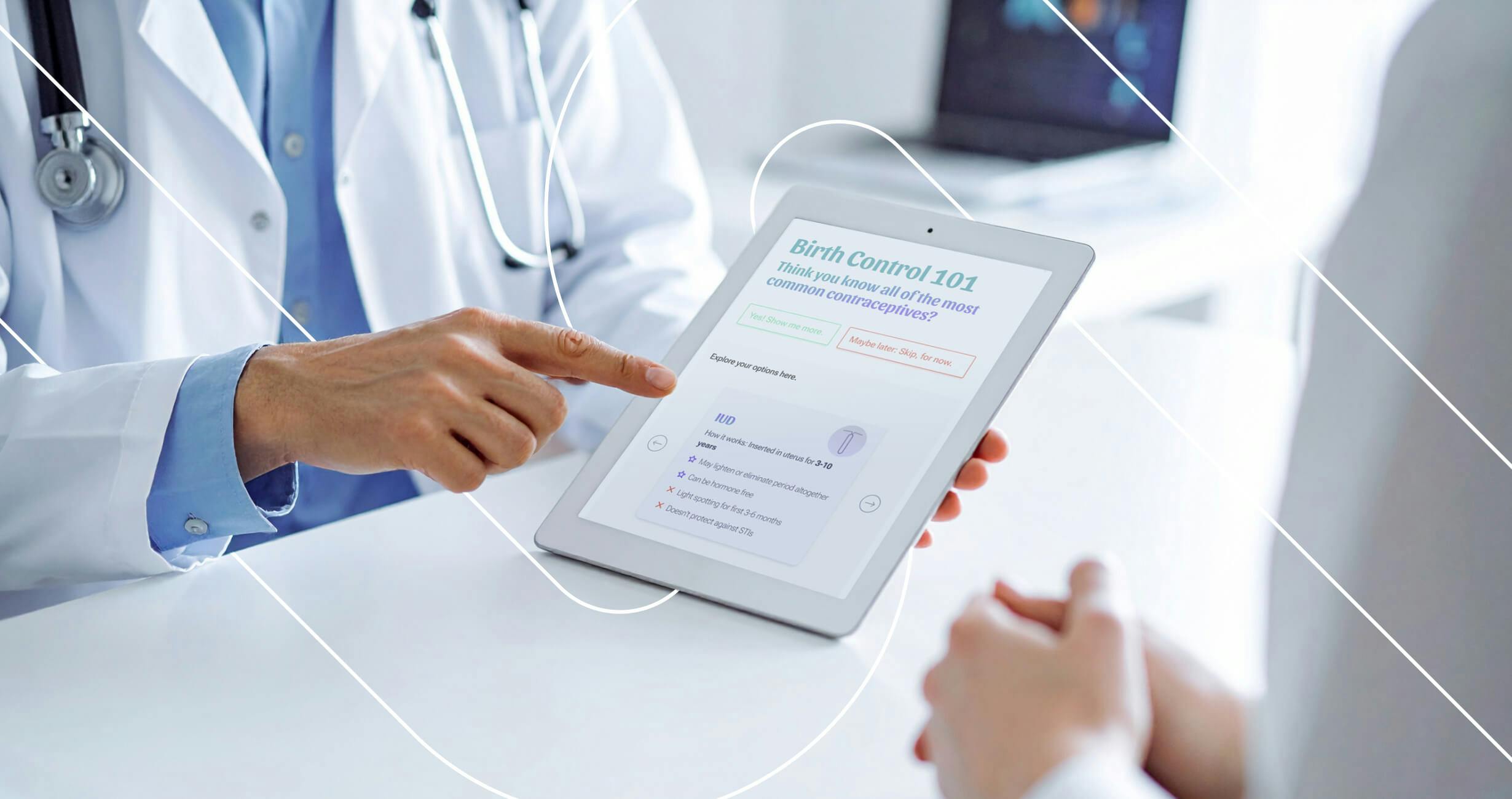 Doctor and patient reviewing a tablet together