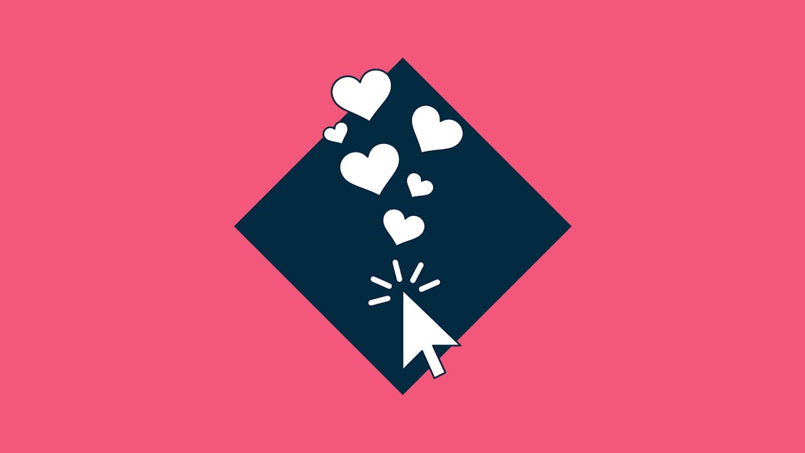Cursor clicking with hearts