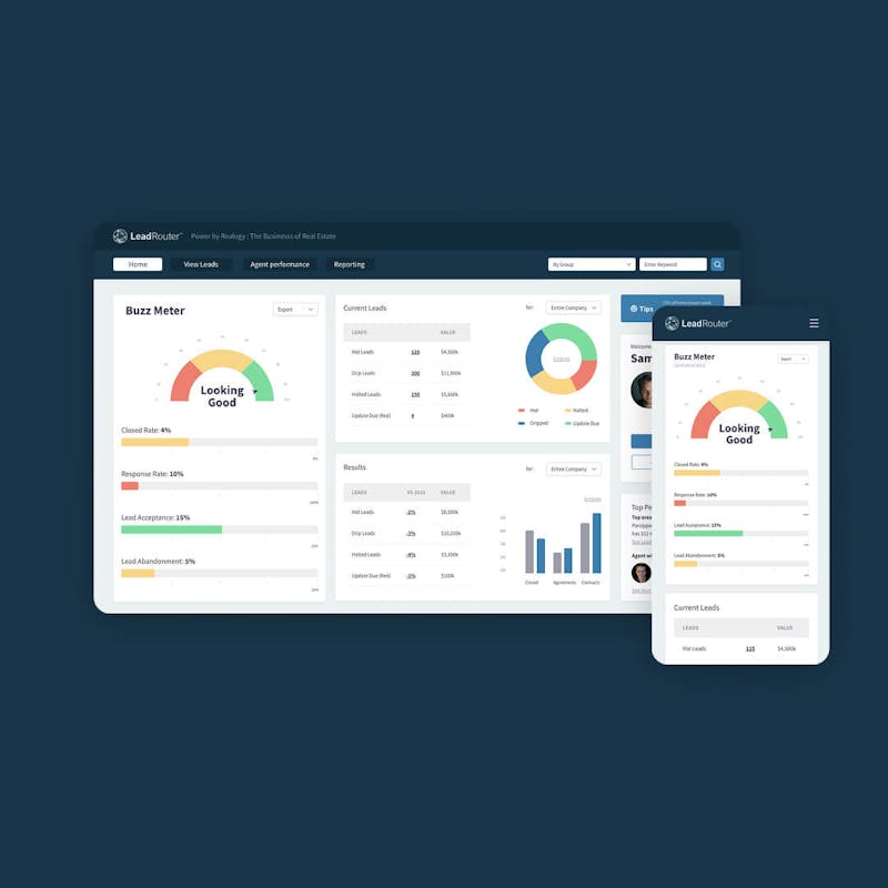 The Realogy tool an a phone and a tablet screens