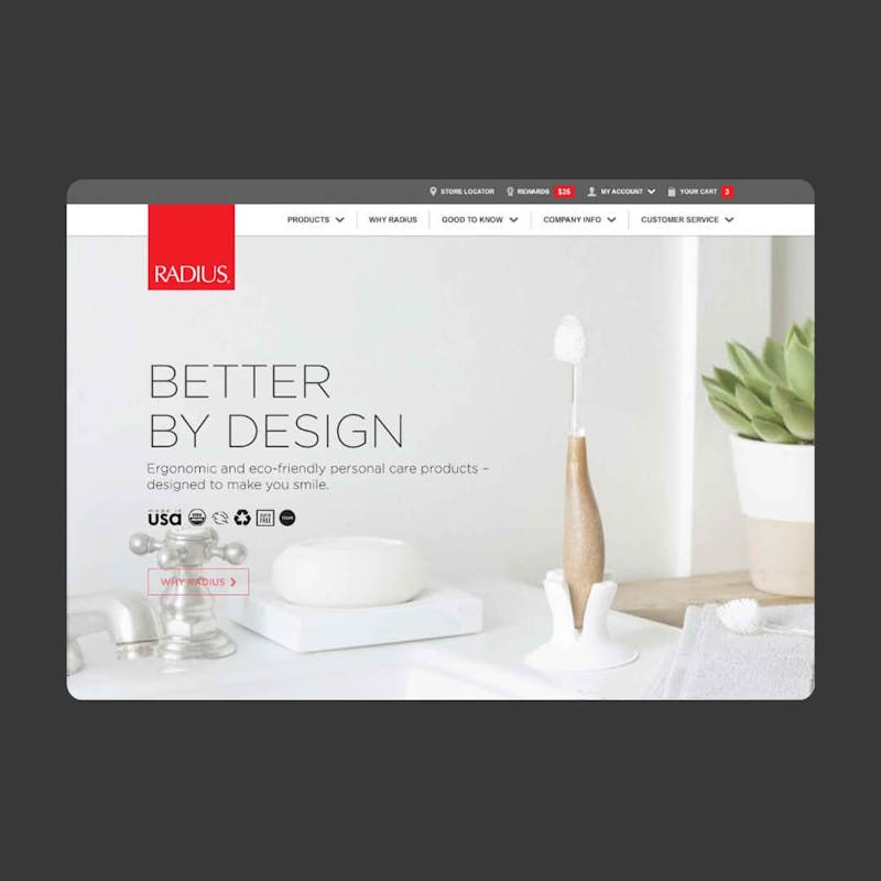 tablet with a Preview of the Radius site