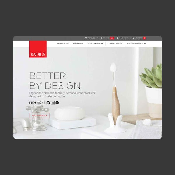 tablet with a Preview of the Radius site 