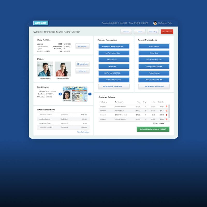 Payomatic interace on a computer screen
