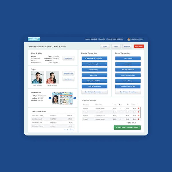 Payomatic interace on a computer screen