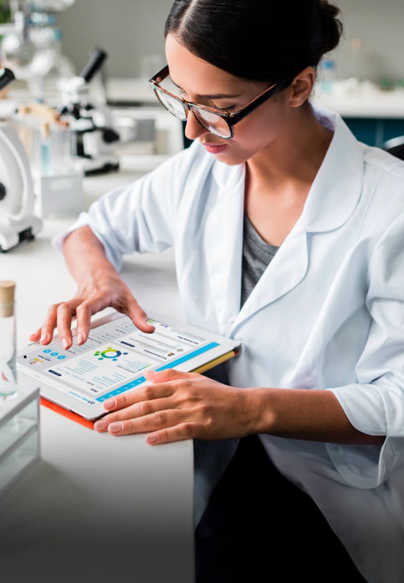 Woman using a tablet with NODE site