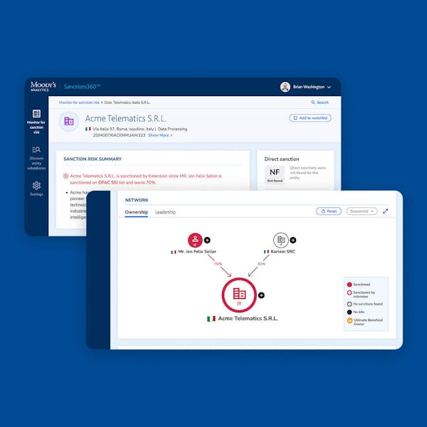 Moody's interface on tablet screens