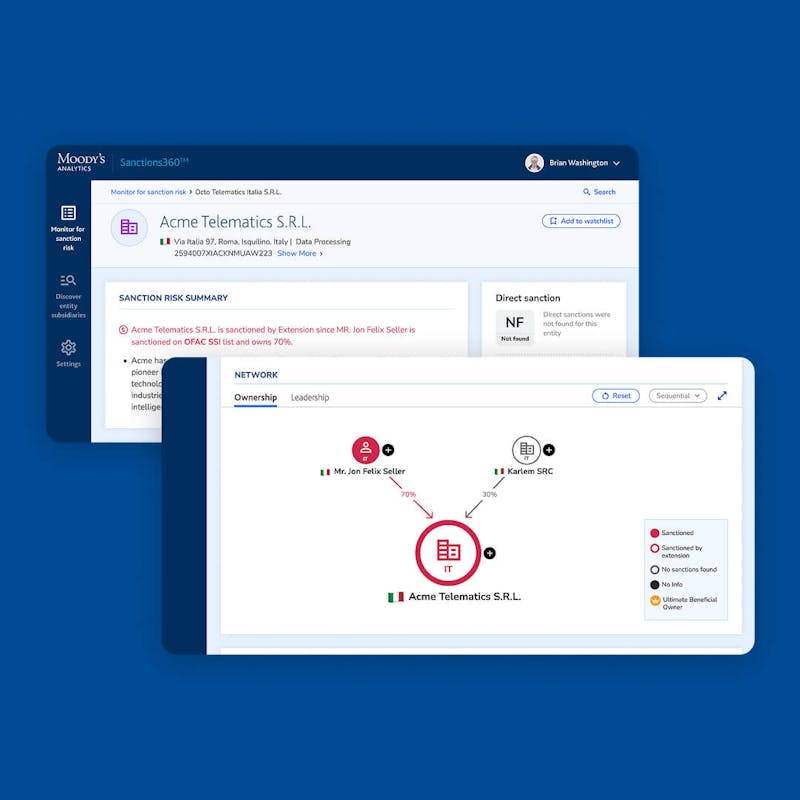 Moody's interface on tablet screens