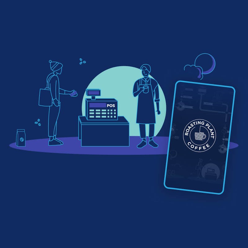 Illustration of the process of roasting and pouring system called “Javabot”