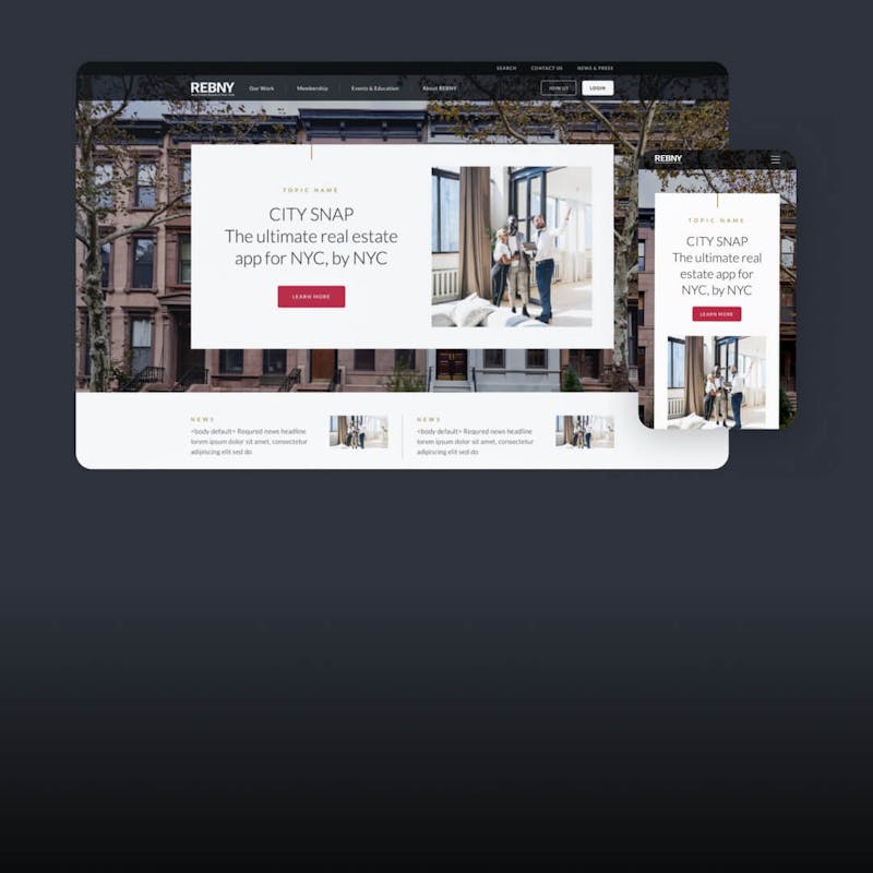 REBNY website on laptop and phone