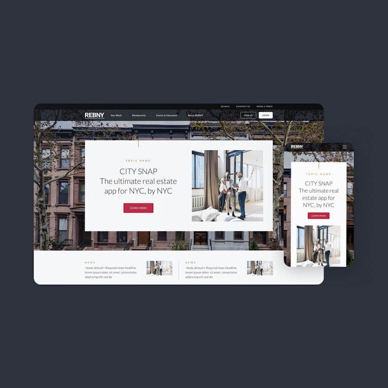 REBNY website on laptop and phone