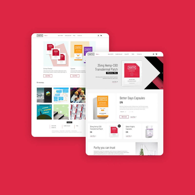 Hath CBD site on tablet screens