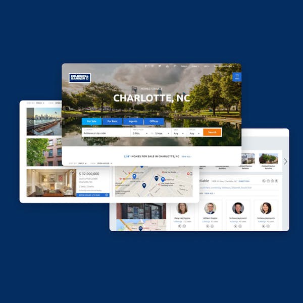Coldwell Banker app screens on tablets