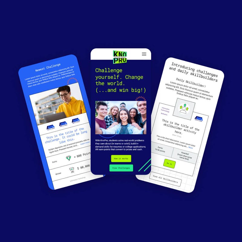 NAF KnoPro site on three phone screens
