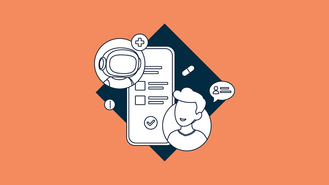 A chat interface between AI and a patient