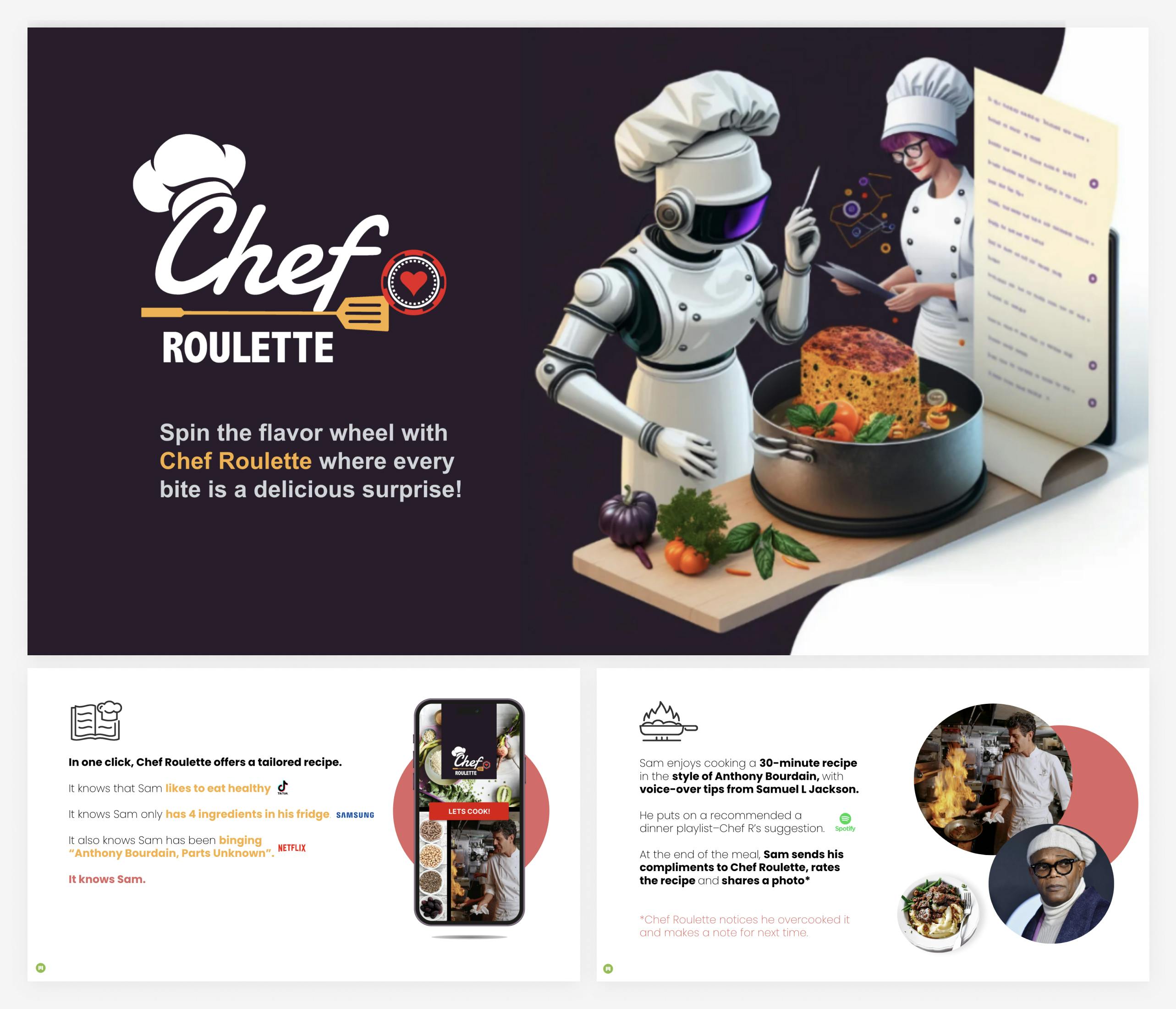Storyboard for Modus make-a-thon team concept: AI chef